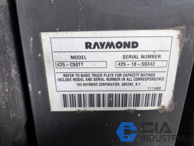 2018 - 5,000 LB. RAYMOND MODEL 425-C50TT STAND-UP ELECTRIC FORKLIFT