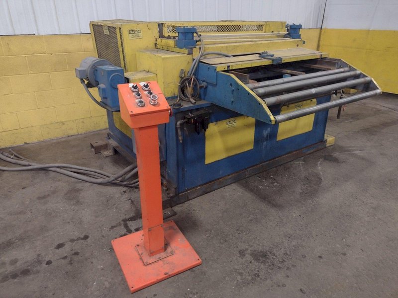 48" X 18 GA BRADBURY "BOSS-48" COIL STRAIGHTENER &amp; FYLING SHEAR STOCK #3190