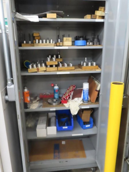 Heavy Duty Steel 2 Door Portable Cabinet on Casters- Contents Included- Auction Item