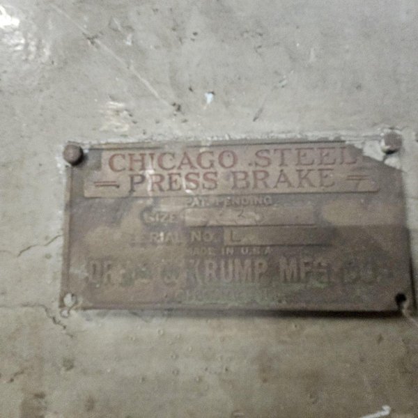 35 TON CHICAGO DREIS &amp; KRUMP MECHANICAL PRESS BRAKE. STOCK # 0446725.