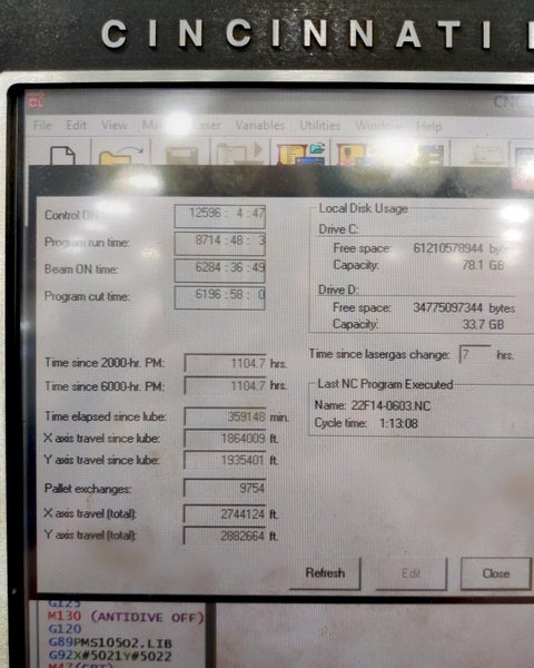 Cincinnati CL-707 5' x 10' 3.3KW CO2 Laser