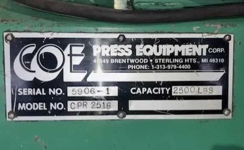 2,500# x 18" COE Uncoiler