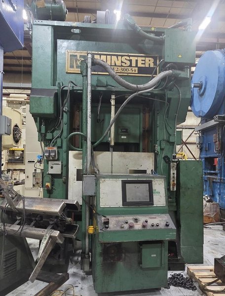 Minster Highspeed 300-ton Capacity Model E2-300-54-40 Straight Side Mechanical Stamping Press For Sale, Year 2000