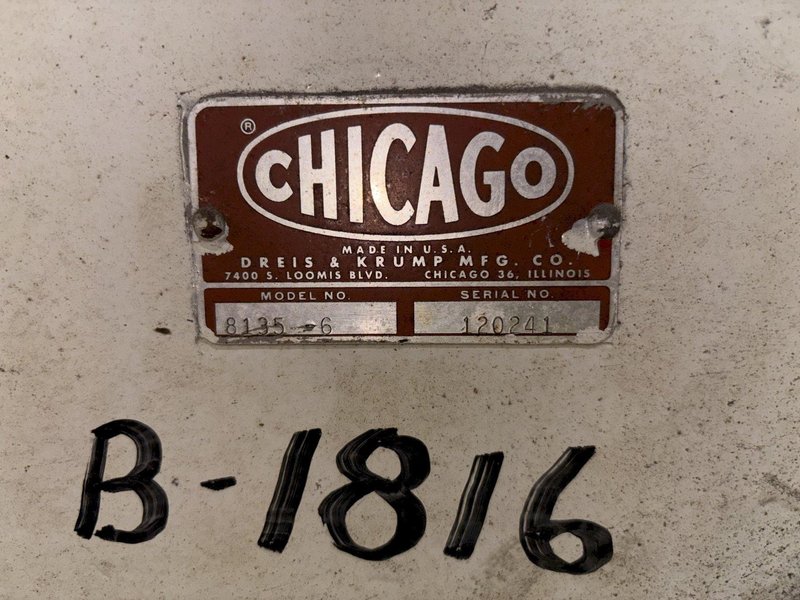8' X 10 GAUGE CHICAGO DREIS &amp; KRUMP MODEL #8135-6 POWERED BOX &amp; PAN FINGER BRAKE: STOCK #23777