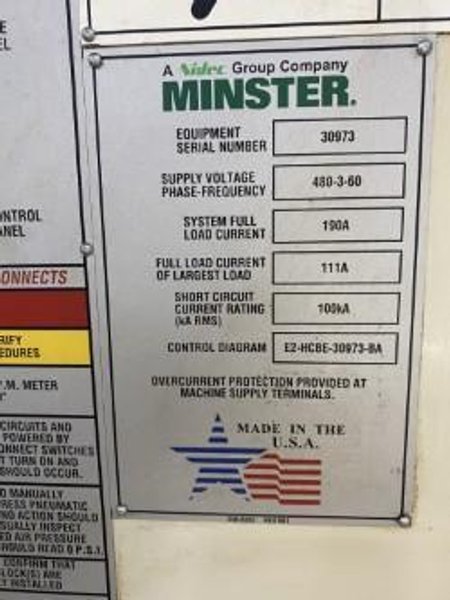 600 TON MINSTER E2-600 HEVISTAMPER STAMPING PRESS