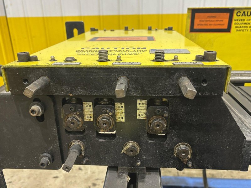12" W X 18" STROKE PRESS ROOM EQUIPMENT PRE PNEUMATIC COIL STRAIGHTENER &amp; AIR FEEDER : STOCK #23254