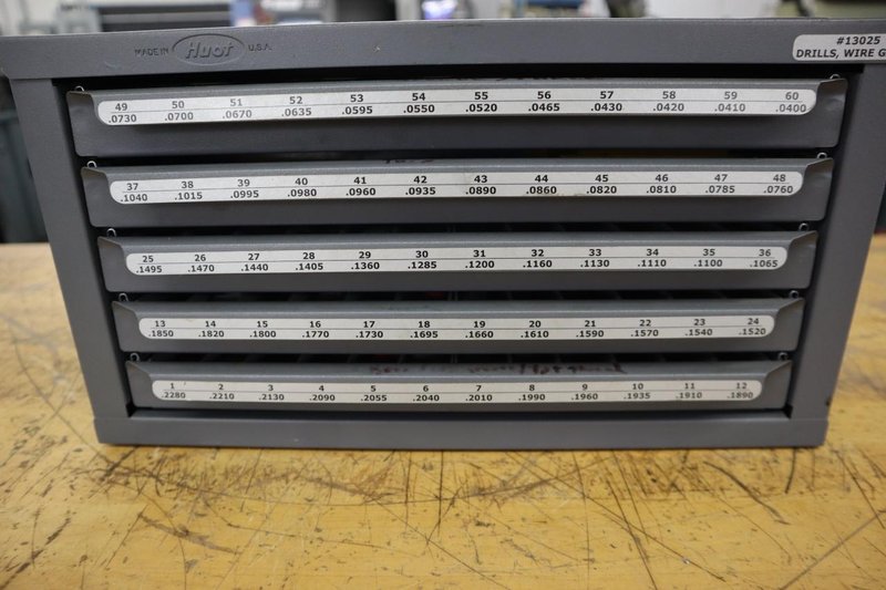 Huot Drill Index: Wire Gauge, 5 Drawers- Auction Item