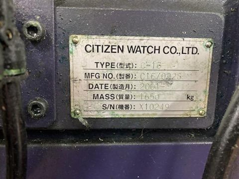 Citizen C16 Type VII CNC Swiss Screw Machine w Live End Working Option, Edge C-312 Barfeed, Coolant Tank and Pump