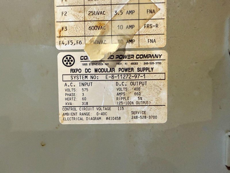 660A CONTROLLED POWER “RXPO” Modular DC Power Supply/Rectifier USED