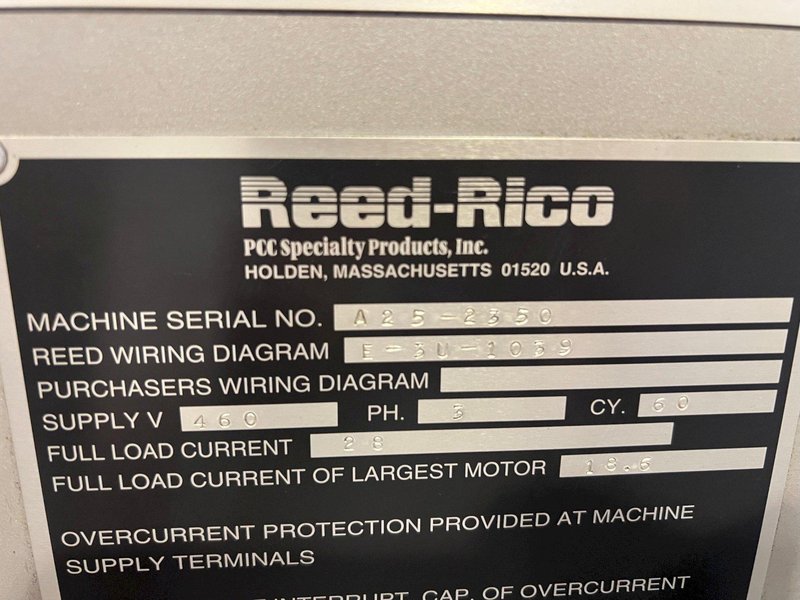 Reed Model A25 3 Die Cylindrical Die Thrufeed Thread Rolling Machine