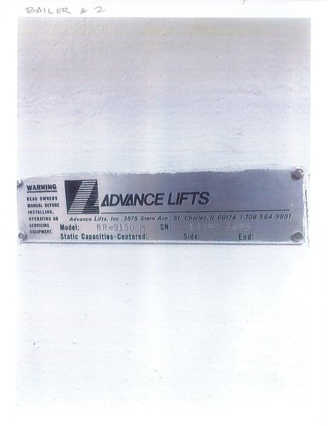 60" X 30" X 48"ADVANCE LIFTS BALER: STOCK #76483