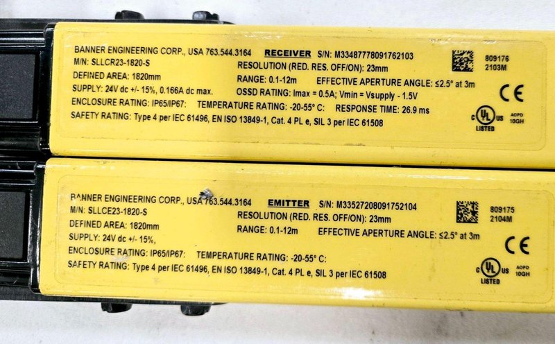 BANNER SLLCR23-1820-S / SLLCE23-1820-S EZ-SCREEN LIGHT CURTAINS USED