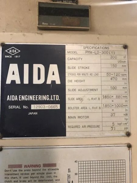 AIDA 330 TON SSDC PRESS, S/N 12903-0665, STOCK# 14010J