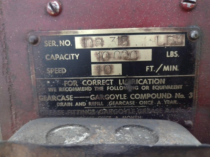 5 TON 10,000 LBS BOBCAT POWER CABLE HOIST WITH TROLLEY: STOCK #18936