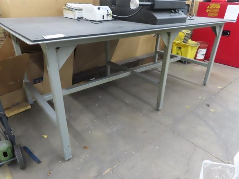 Heavy Duty Steel Table w Plastic Surface - NO CONTENTS- Auction Item