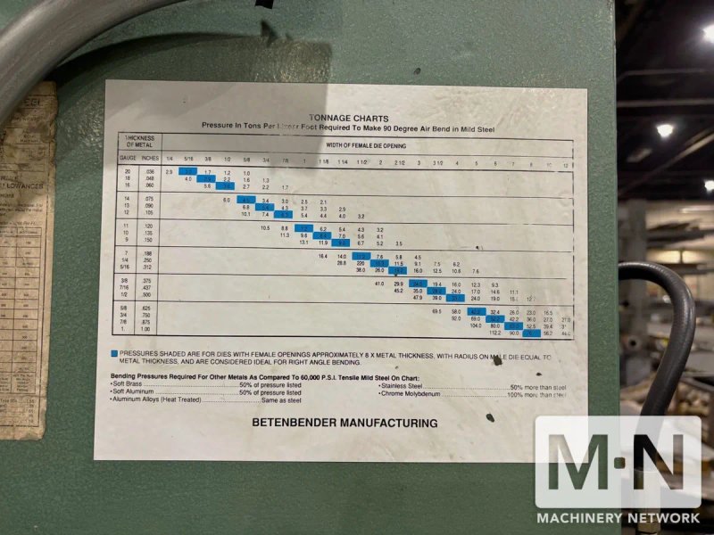 2004 BETENBENDER 10-160 HYDRAULIC PRESS BRAKE