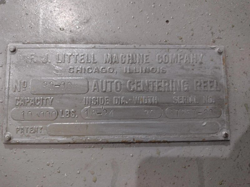 10,000 LB. X 30" LITTEL MODEL 90-30 PULL-OFF COIL-REEL UNCOILER. STOCK # 0992125