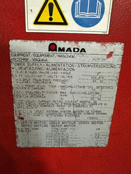 22 Ton Amada AC2510NT CNC Turret Punch, 2008