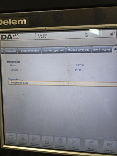 135 Ton x 10′  Dener Puma XL CNC Press Brake, 2021 – X Prime Backgauge, Delem DA-60 Touch Control