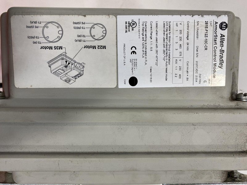 ALLEN BRADLEY 281E-F12Z-10C-CR STARTER W/ 280E-FN-10-C USED
