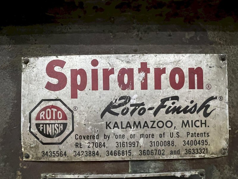20 FT X 72" ROTOFINISH SPIRATRON MODEL ST-20-MSAX ROTARY BOWL VIBRATORY PARTS DEBURRING FINISHER: STOCK #20083