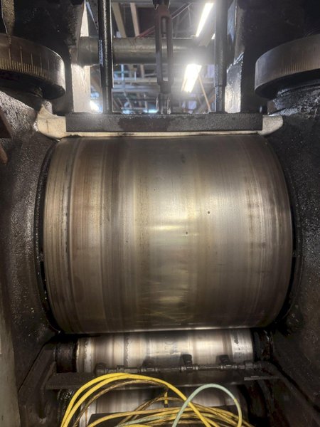 20" WIDE X 22" ROLL DIAMETER 4-HI BLISS 100 HP POWERED ROLLING MILL. STOCK # 0886025