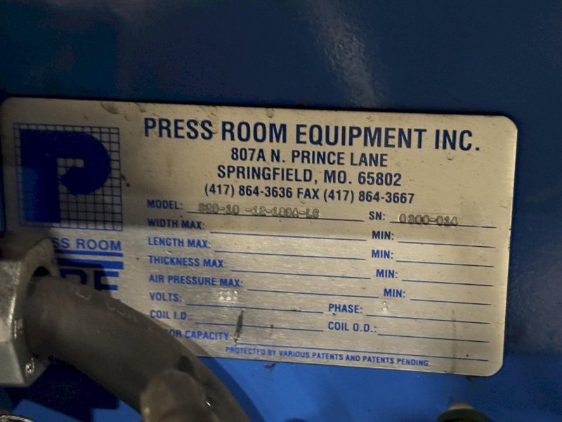 12" W X 18" STROKE PRESS ROOM EQUIPMENT PRE PNEUMATIC COIL STRAIGHTENER &amp; AIR FEEDER : STOCK #23254