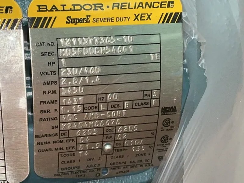 Baldor-reliance 1hp, 3450rpm Severe Duty Motor - 1211377365-10