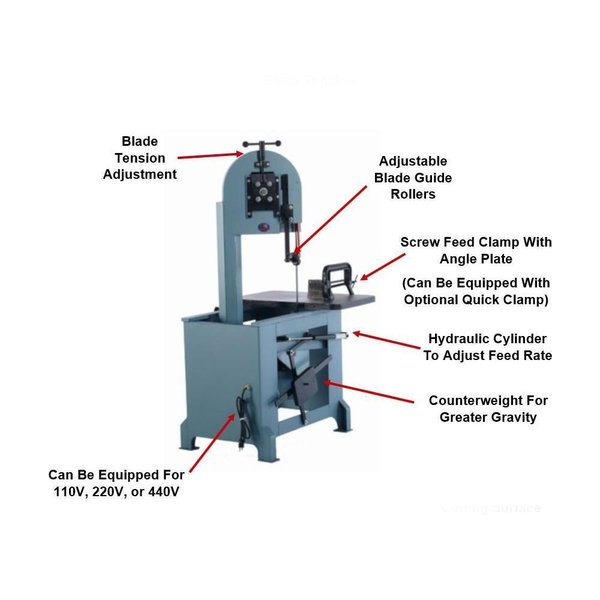 14" Roll-In Vertical Band Saw No. EF1459, 8-1/2" Rounds, 1 HP, New