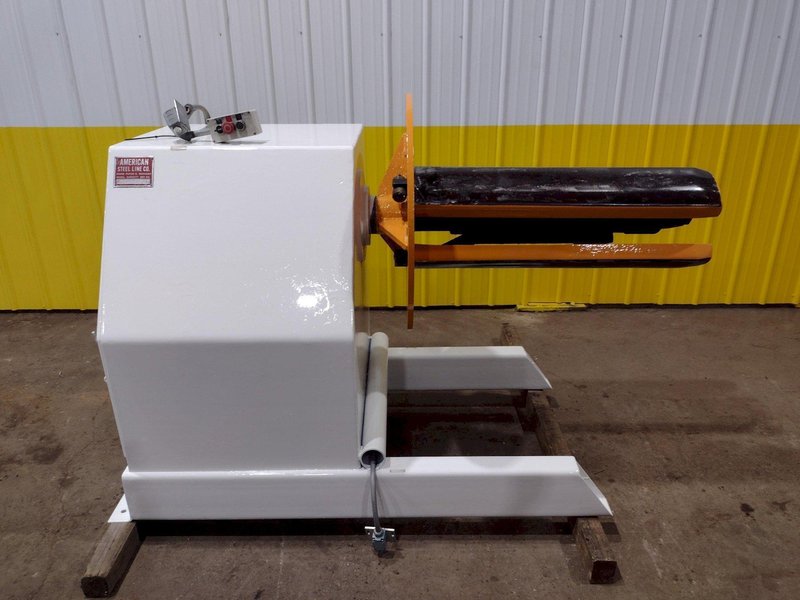 6,000 LBS X 42" AMERICAN STEEL LINE MODEL #1000 MOTORIZED UNCOILER / COIL REEL. STOCK # 0951423