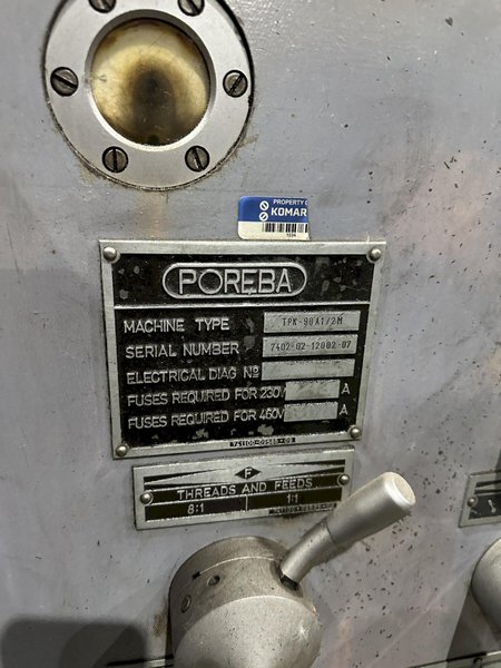 36" X 80" POREBA MODEL #TPK90A1/2M ENGINE LATHE 3.75" HOLE : YOBRO #25997