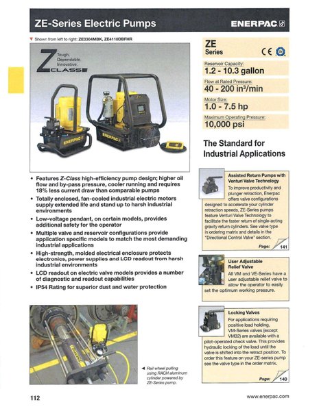 ENERPAC Model ZE4220LB Electric Hydraulic Pump, sn D24615034C