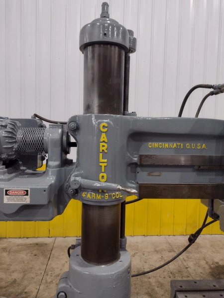 4' X 9" CARLTON 1A RADIAL ARM DRILL. STOCK # 0992325