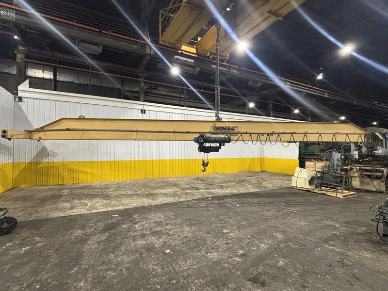 10 TON X 55' DEMAG SINGLE GIRDER TOP RUNNING BRIDGE CRANE. STOCK # 0113726