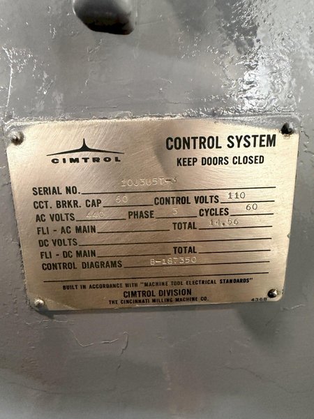 CINCINNATI CINOVA 80 307-14 HORIZONTAL MILLING MACHINE. STOCK # 0874426