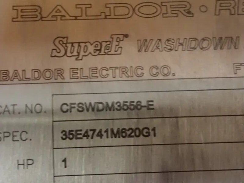 Baldor Reliance  1 Hp Stainless Steel Washdown Motor  - Cfswdm3556-e