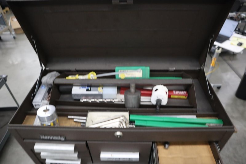 Kennedy 3-Tier Portable Tool Cabinet with Contents: Assorted Cutting Tools and More- Auction Item