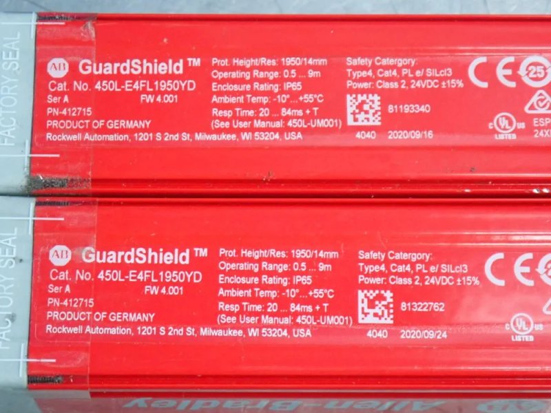 Allen-bradley Light Curtain Pair - 450l-e4fl1950yd