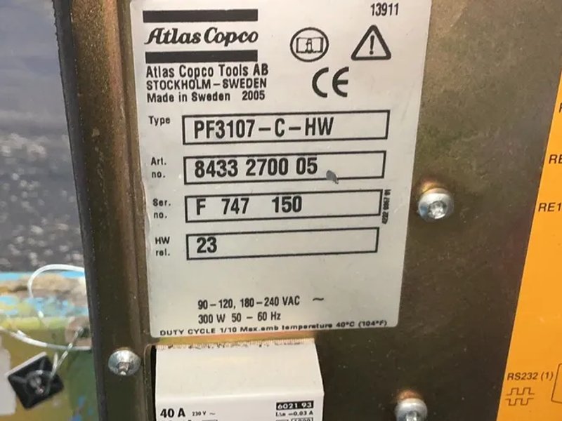Atlas Copco  300 Watts Tensor 3-7 And Nutrunner - P3107-c-hw