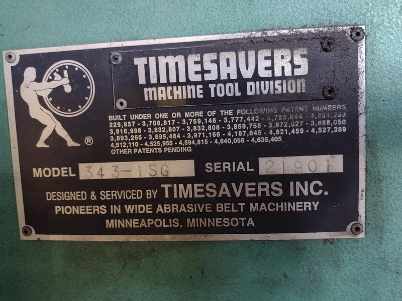 42" X 50 HP TIMESAVER MODEL #343-1SG  SLAG GRINDER BELT SANDER WITH HAMMOND DUST COLLECTOR: STOCK #17009