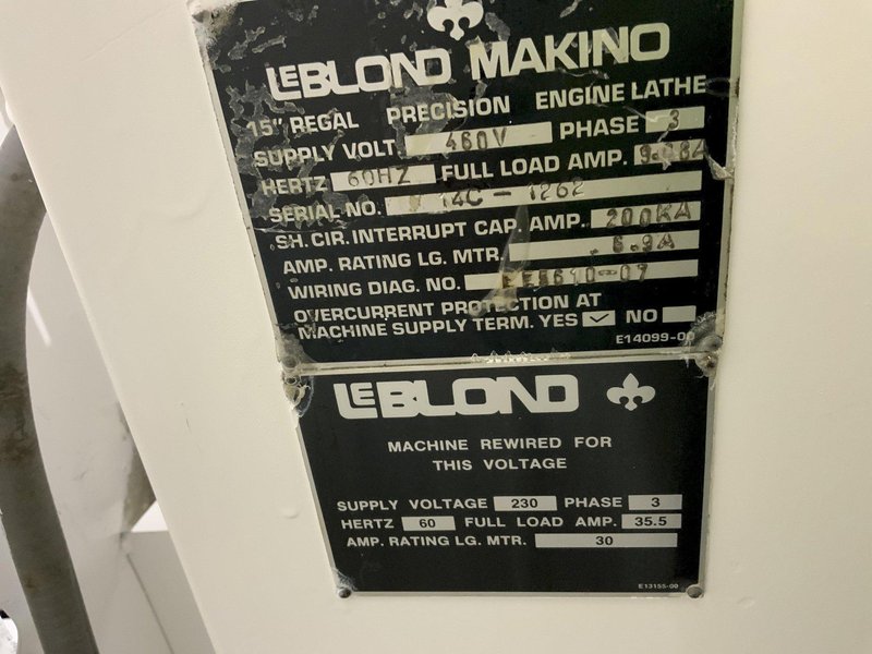 15" X 54" LEBLOND MAKINO ENGINE LATHE: STOCK #80842