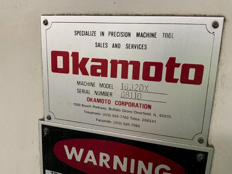 16" X 32" OKAMOTO MODEL #1632DX HORIZONTAL SURFACE GRINDER: STOCK #80628