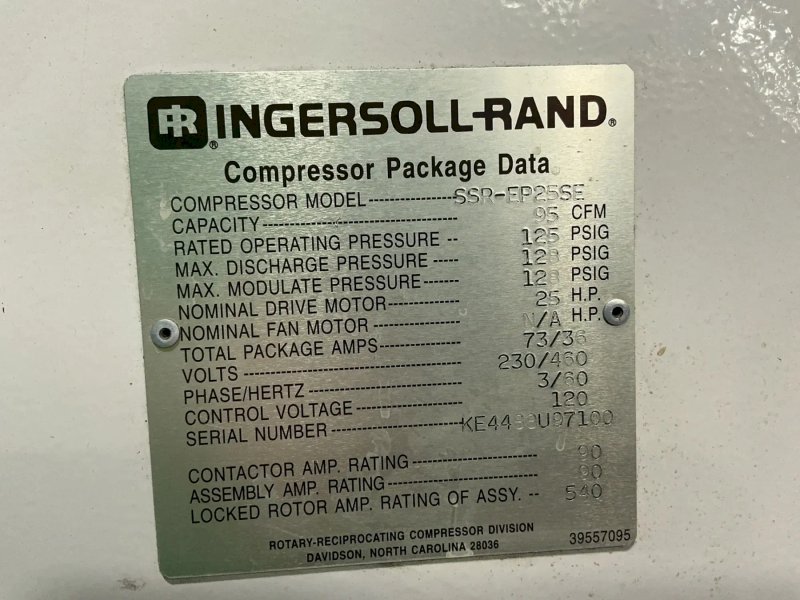 Ingersoll Rand  25 Hp Rotary Screw Air Compressor  - Ssr-ep25se