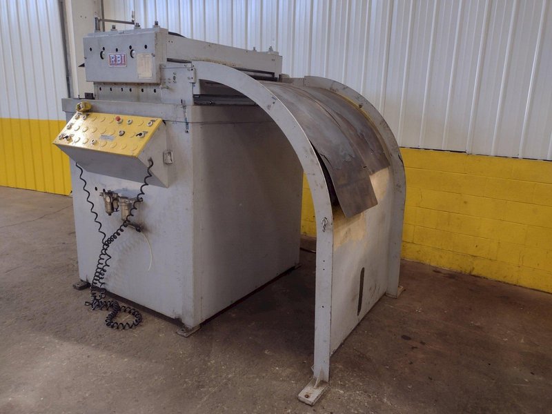 20,000 LB 10 TON X 48" RED BUD (RBI) MOTORIZED COIL REEL / UNCOILER &amp; STRAIGHTENER FEED LINE: STOCK #15277