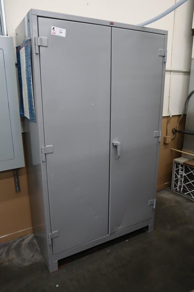 Lyon Heavy Duty steel Cabinet, 2 Doors, 4 Adjustable Shelves, Contents- Auction Item