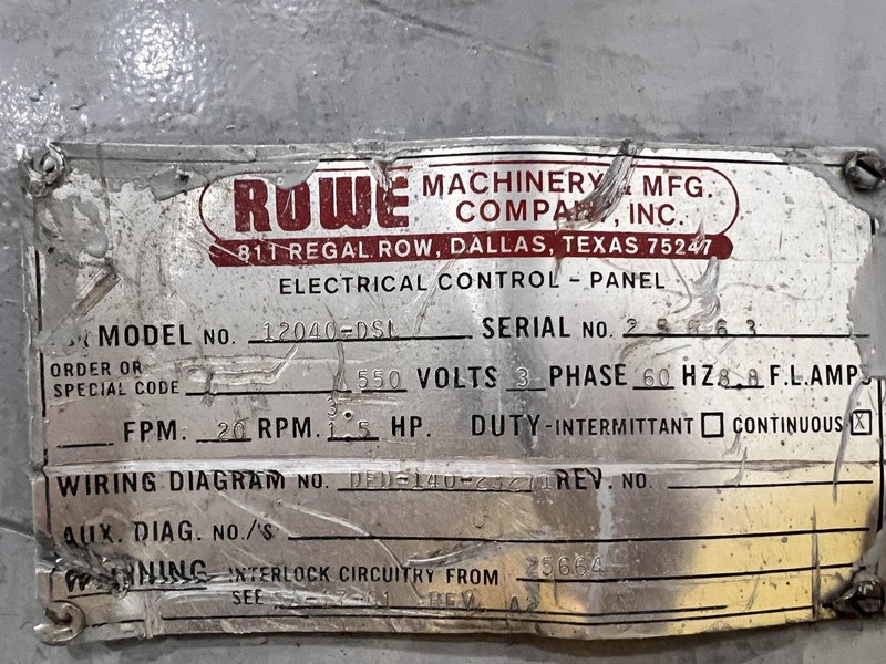 40" X 12,000 LBS X .110" ROWE COIL REEL, CAR, &amp; STRAIGHTENER FEED LINE: STOCK #21627