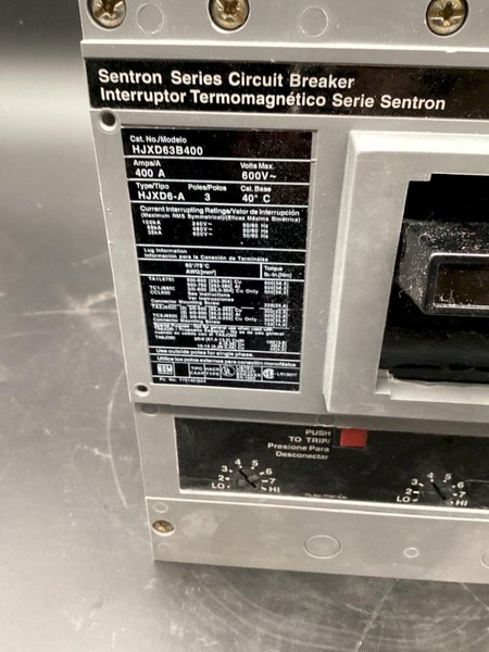 SIEMENS HJXD63B400 600V CIRCUIT BREAKER 400A, 3 Pole USED