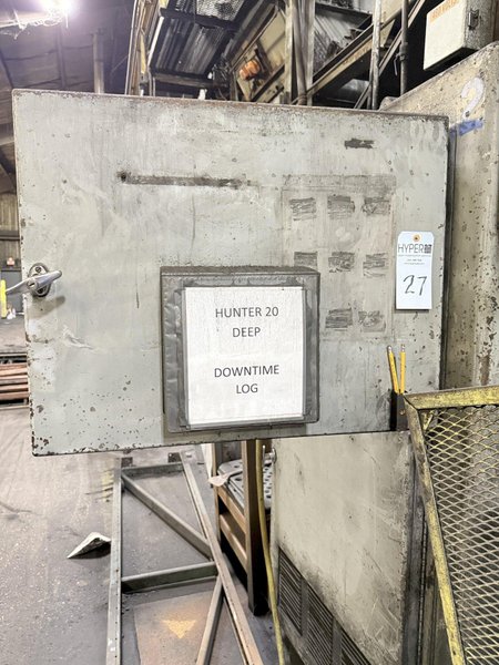 Hunter model hmp 20 deep flask automatic molding machine s/n A77A703, std., 20 x 24 with  feed belt