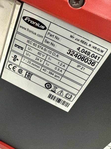 FRONIUS WIRE FEEDER MODEL WF 25I REEL R/4R/G/W 4049041 USED