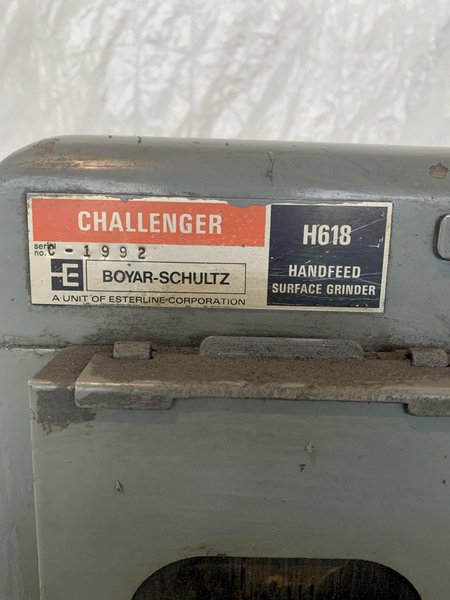 6" X 18" BOYAR SCHULTZ CHALLENGER H-618 SURFACE GRINDER. STOCK # 0873224
